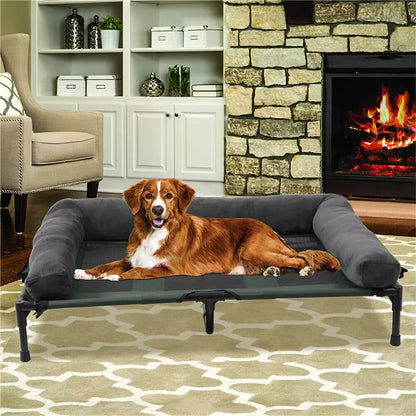 XXL Elevated Dog Cot for Giant Breeds – 51 X 35 In, Mesh + Plush Covers