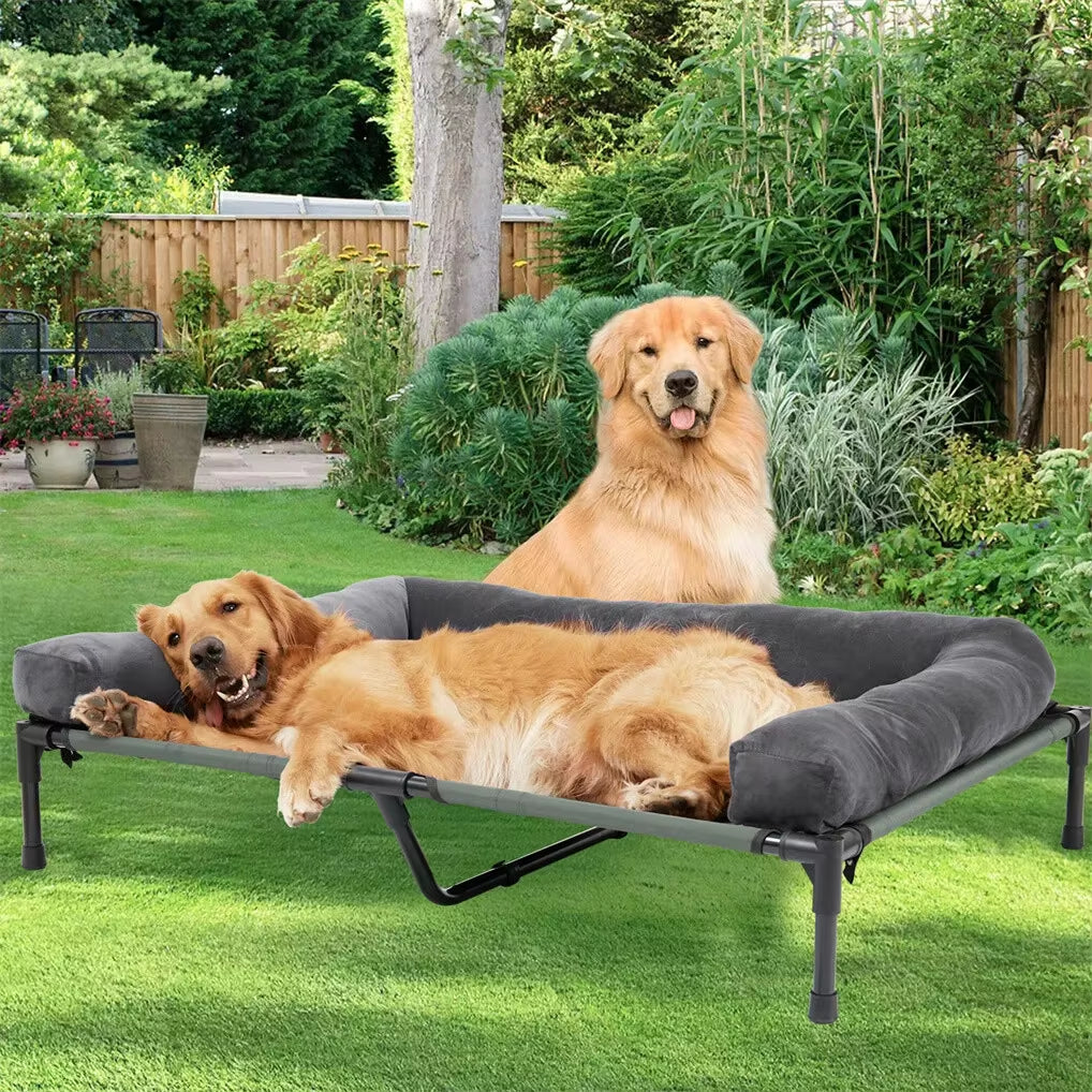 XXL Elevated Dog Cot for Giant Breeds – 51 X 35 In, Mesh + Plush Covers