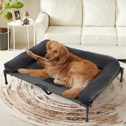 XXL Elevated Dog Cot for Giant Breeds – 51 X 35 In, Mesh + Plush Covers