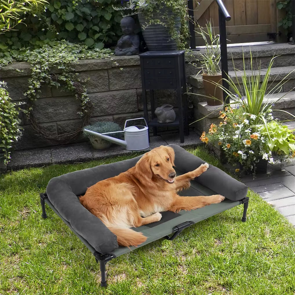 XXL Elevated Dog Cot for Giant Breeds – 51 X 35 In, Mesh + Plush Covers