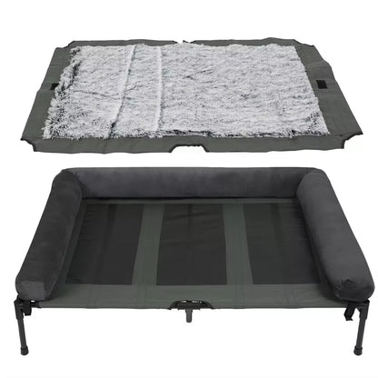 XXL Elevated Dog Cot for Giant Breeds – 51 X 35 In, Mesh + Plush Covers