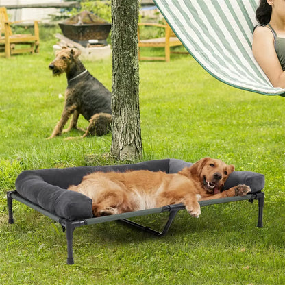 XXL Elevated Dog Cot for Giant Breeds – 51 X 35 In, Mesh + Plush Covers