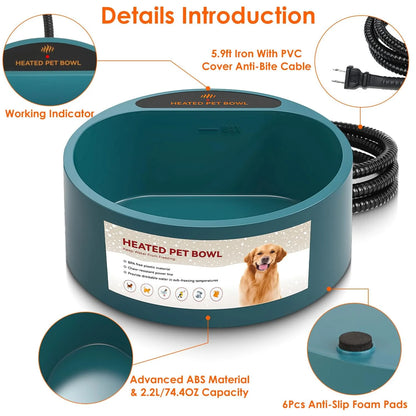 Heated Dog Water Bowl – 74 Oz, Won'T Freeze, for Outdoor Big Dogs